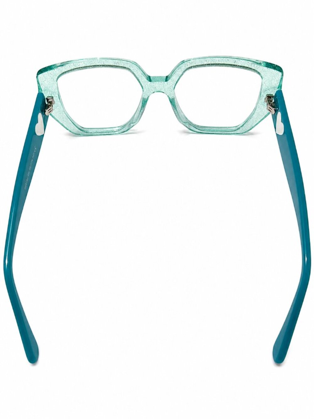 Heart Accent Glitter Aqua Crystal Eyeglass Frames 53-18-145 - Picture 6 of 10
